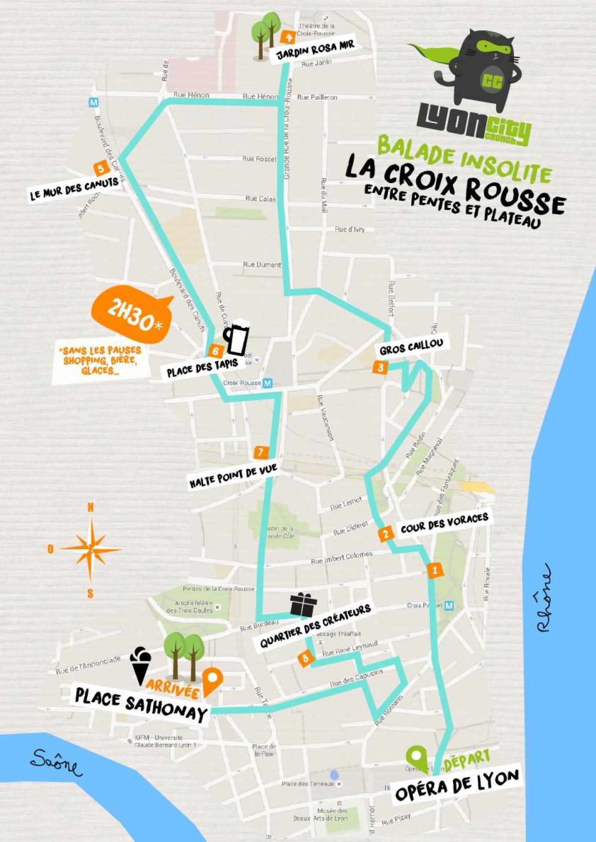 térkép croix rousse-Lyon 