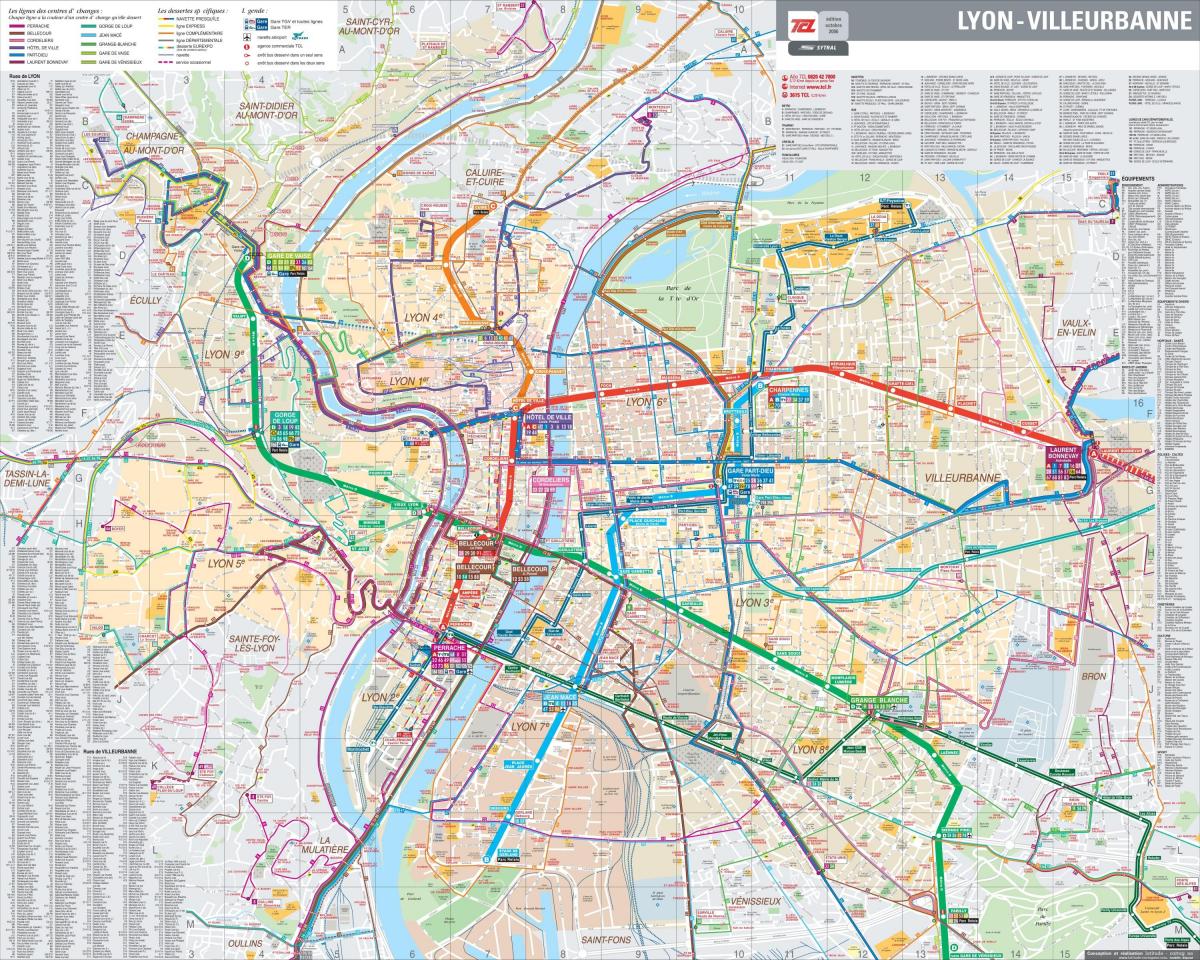Lyon, franciaország busz térkép