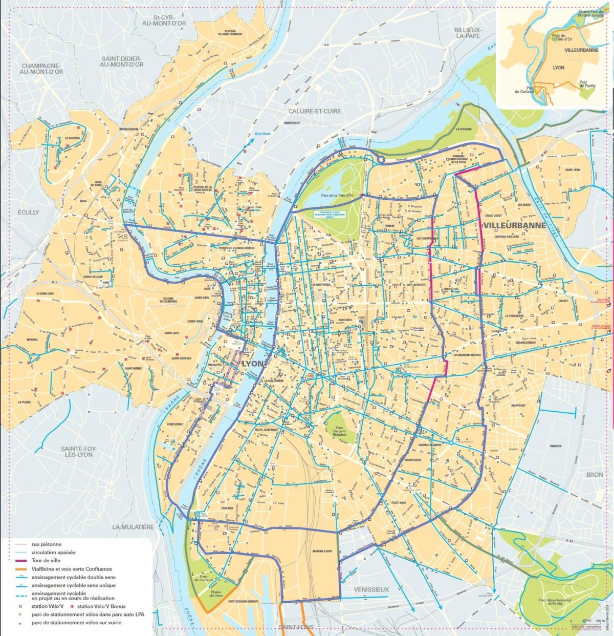 térkép Lyon kerékpár