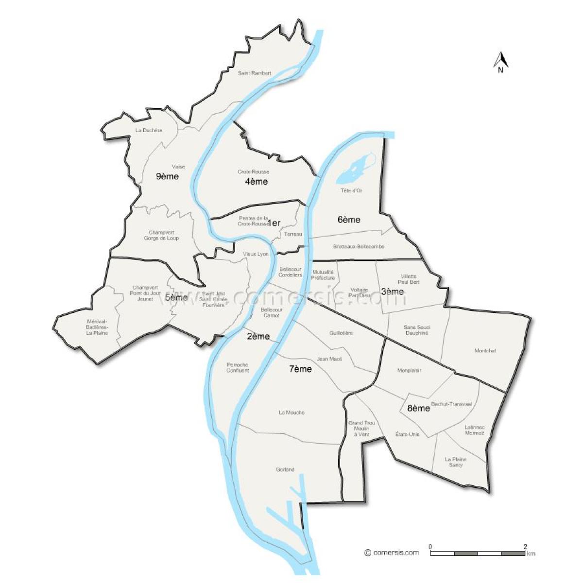 térkép Lyon kerület