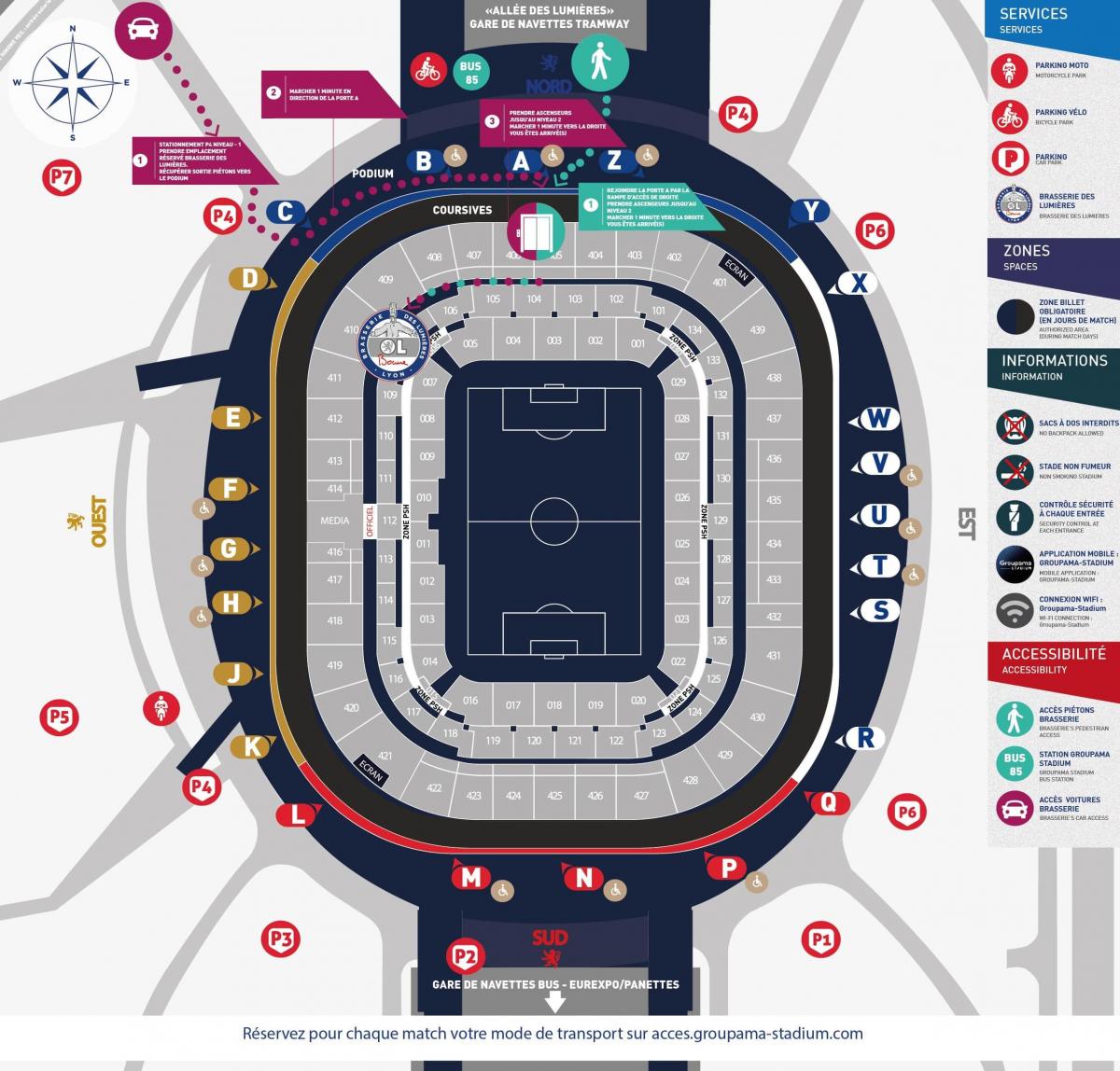 térkép Lyon stadion