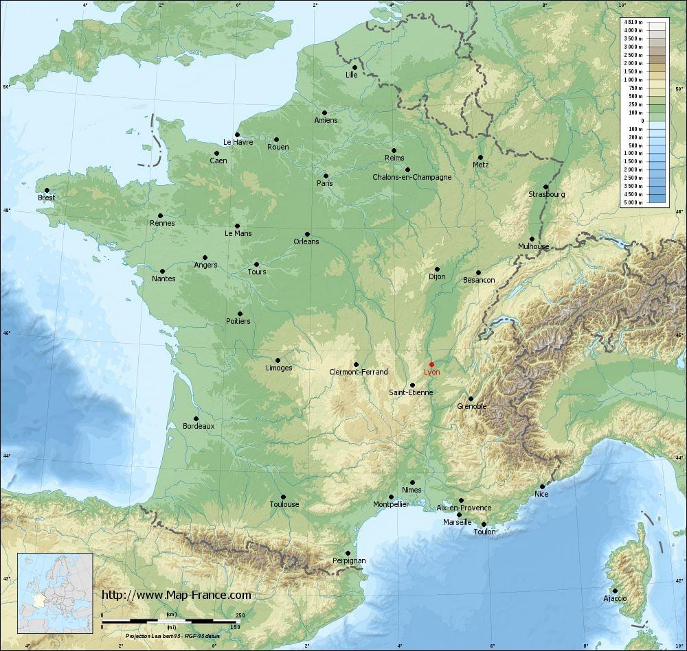Lyon, franciaország város térkép