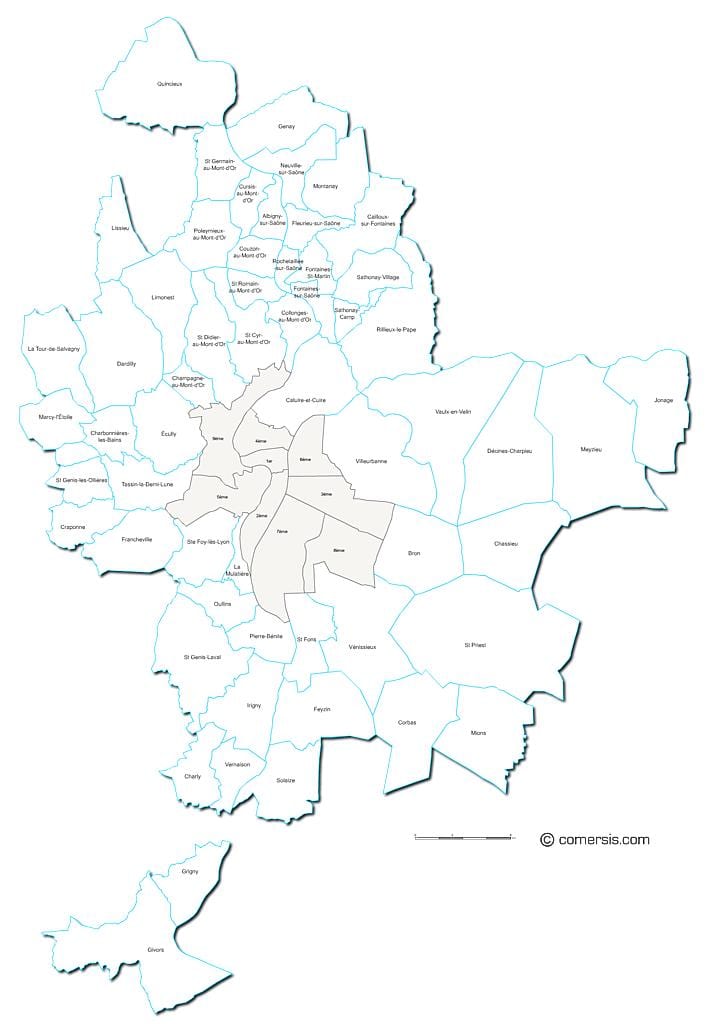 térkép Lyon, franciaország régió