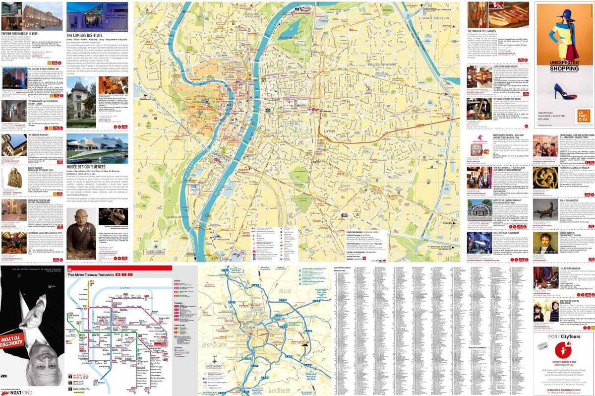 Lyon, franciaország turista térkép