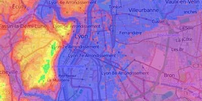 Térkép topográfiai Lyon